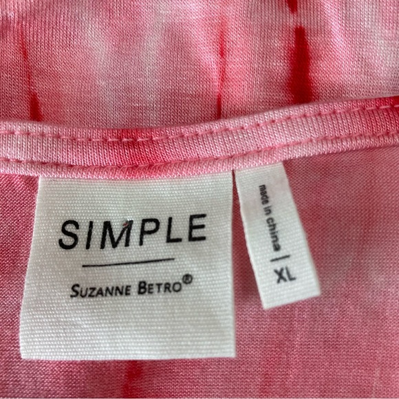 Simple Suzanne Betro Size XL Pink Tie Dye Slouch Neck Short Dolman Sleeves - Picture 4 of 4